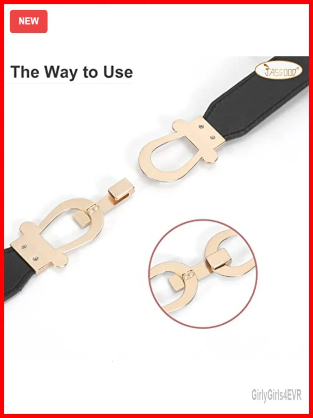 Stretchy Waist Belt with Gold Buckle for Women Skinny Elastic Belt